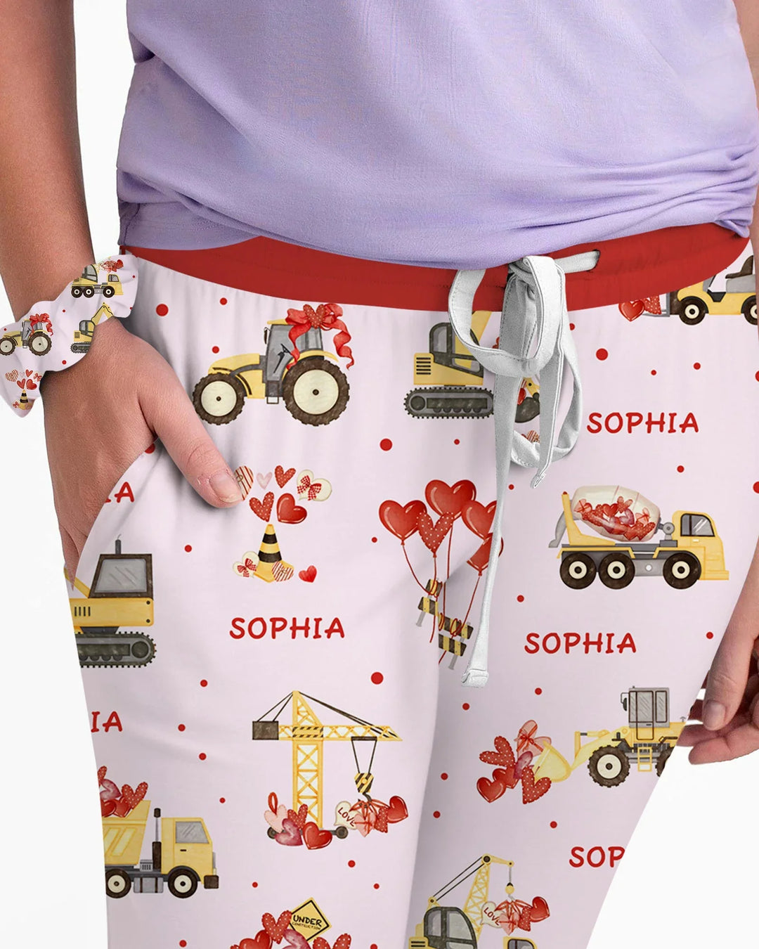 Custom Name Valentine Trucks Family Matching Bamboo Women Pajama Set