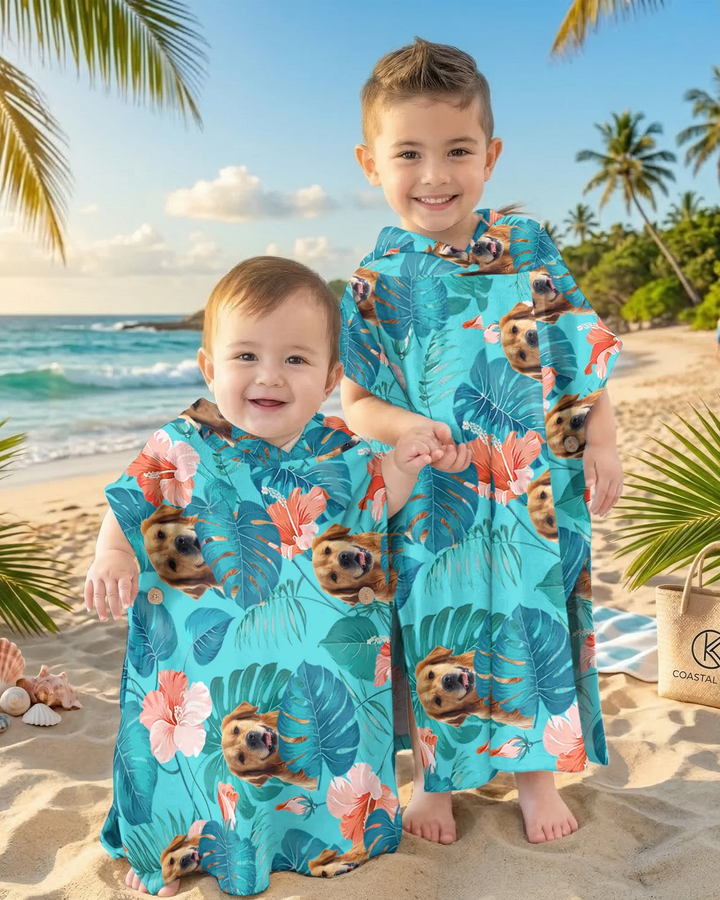 Hawaiian Custom Photo Dog Bamboo Swim Poncho