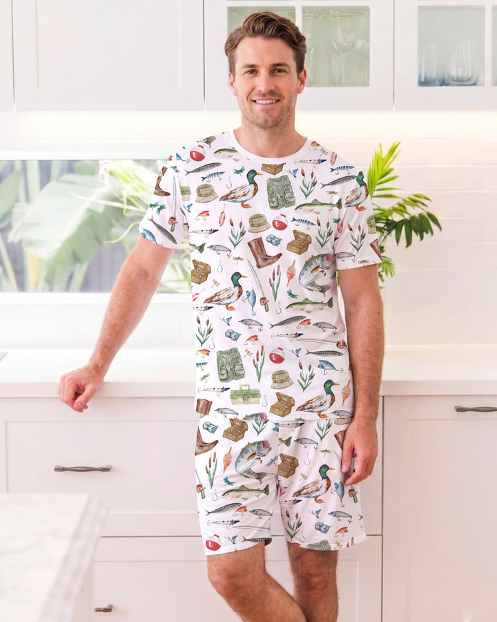 Daddy's Fishing Buddy Daddy& Me Matching Bamboo Men Short Sleeve Short Pajama Set