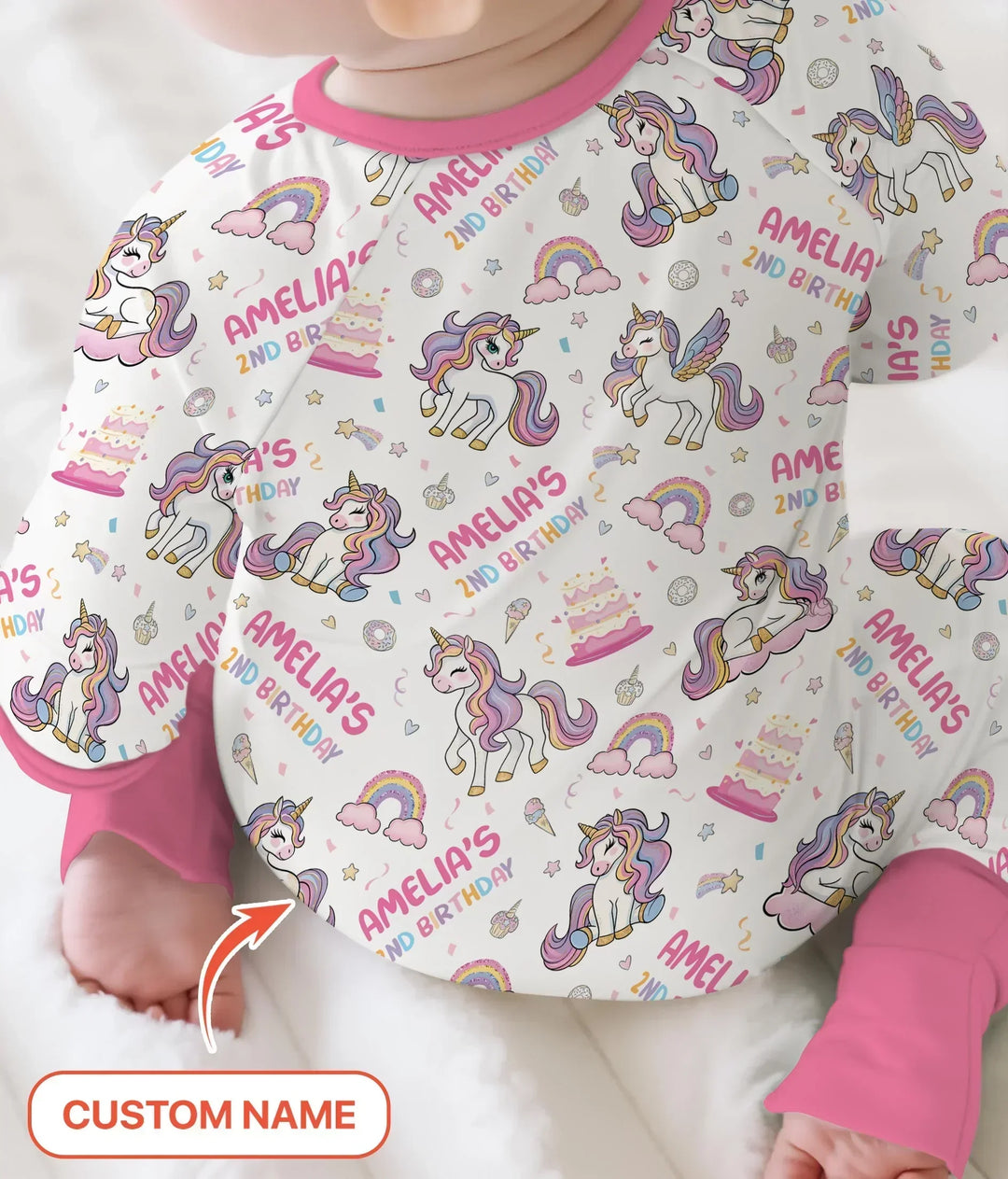 Custom Name Little Unicorn's Birthday Bamboo Convertible Zippy