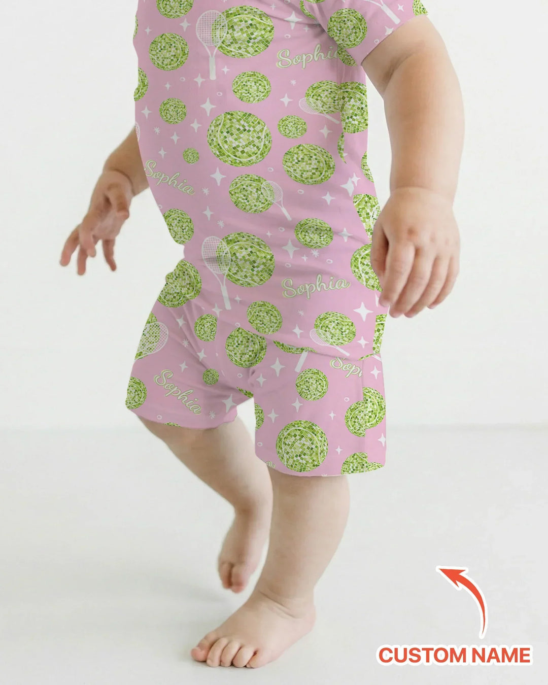 Tennis Disco Girl Party Matching Bamboo Two Piece Short Sleeve Shorts Pajama Set