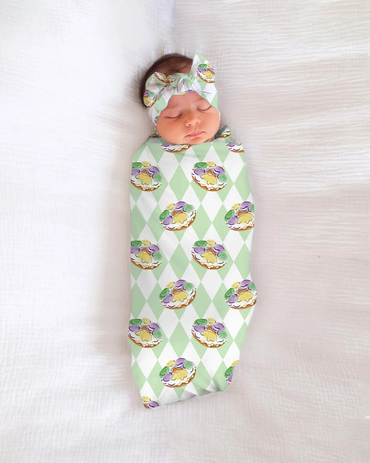 Mardi Gras Donut Bamboo Swaddle Blanket