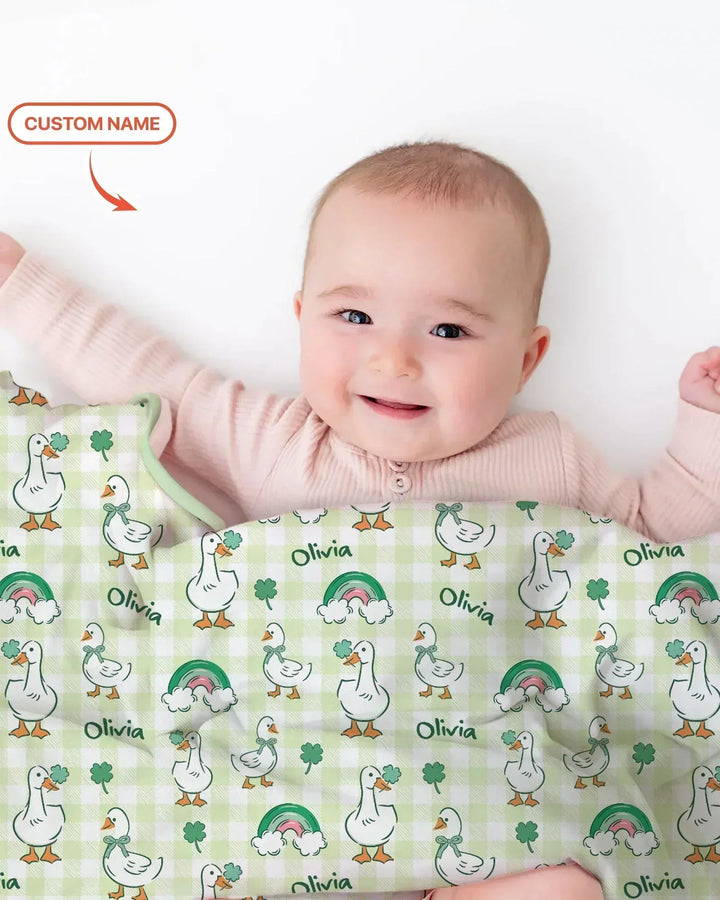 Custom Name Lucky Ducks Bamboo Blanket