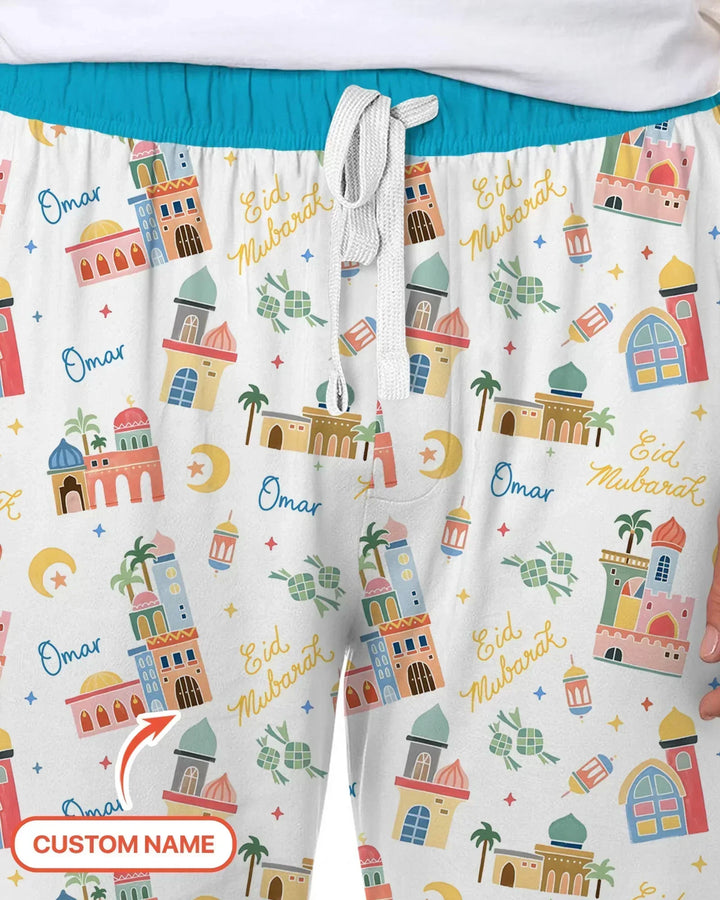 Eid Mubarak Custom Name Bamboo Men's Pajama Set