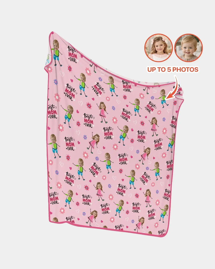 Custom Photo "Best Mom Ever" Doodle Bamboo Blanket