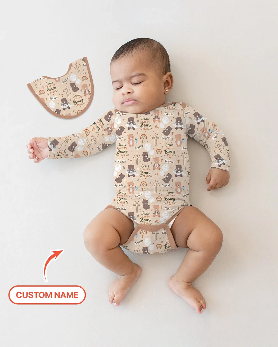 Custom Name Jesus Loves Me Beary Much Bamboo Bodysuit