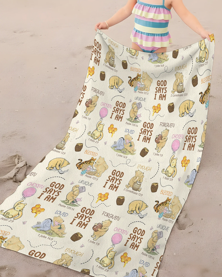 God Says I Am – Little Blessings Bamboo Beach Towel