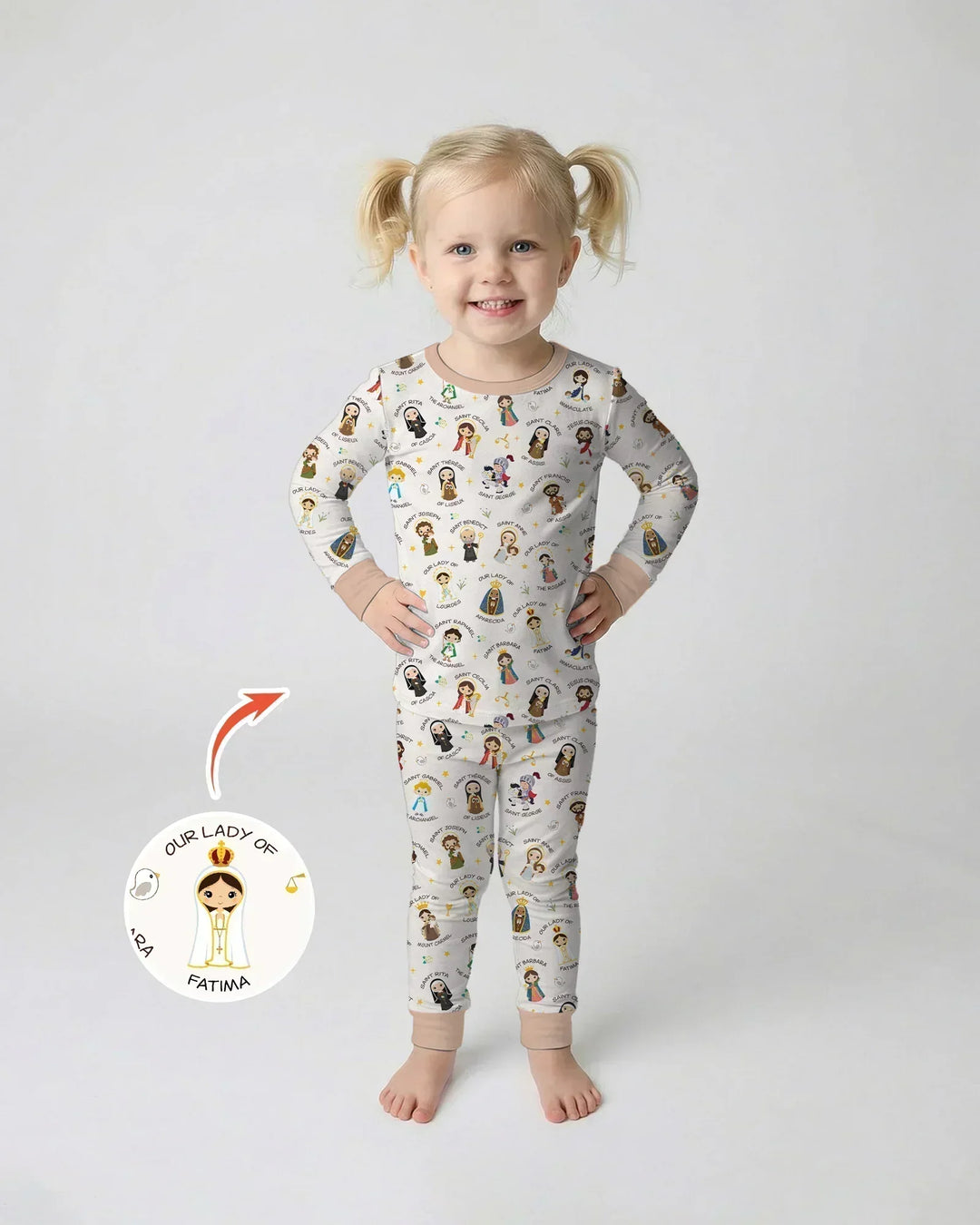 Pray For Us Family Matching Bamboo Two Piece Long Sleeve Pajama Set
