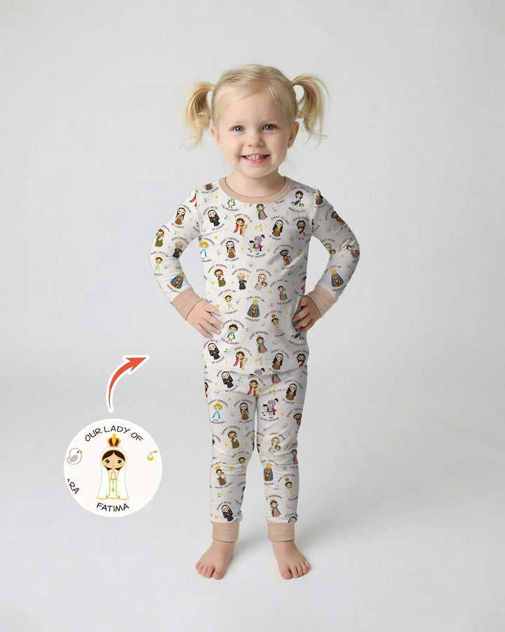 Pray For Us Family Matching Bamboo Two Piece Long Sleeve Pajama Set