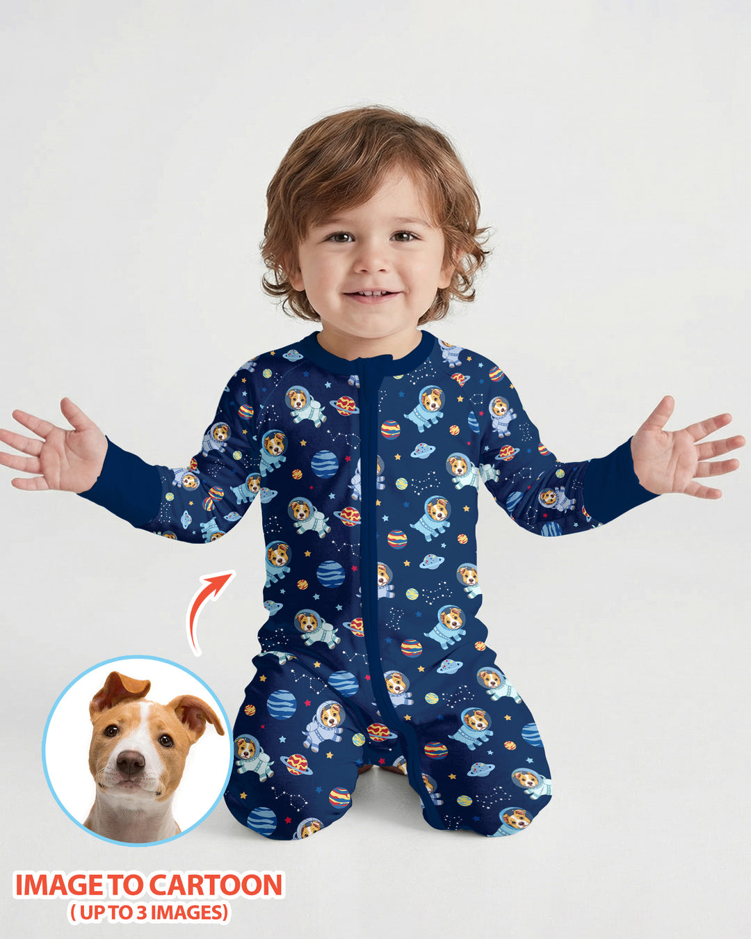 Astronaut Custom Pet Image Family Matching Bamboo Convertible Zippy