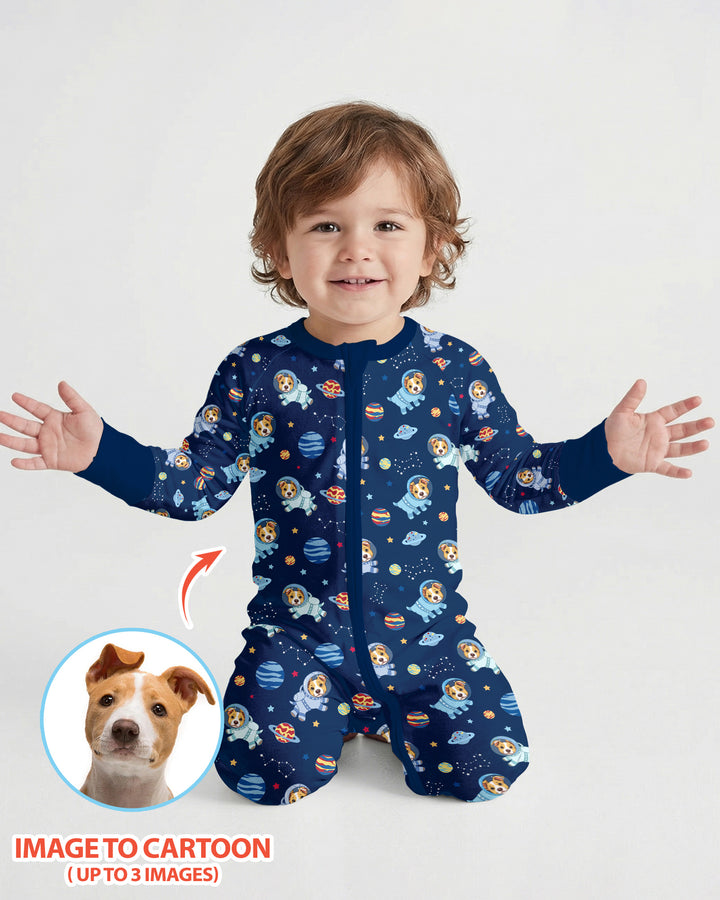 Astronaut Custom Pet Image Family Matching Bamboo Convertible Zippy