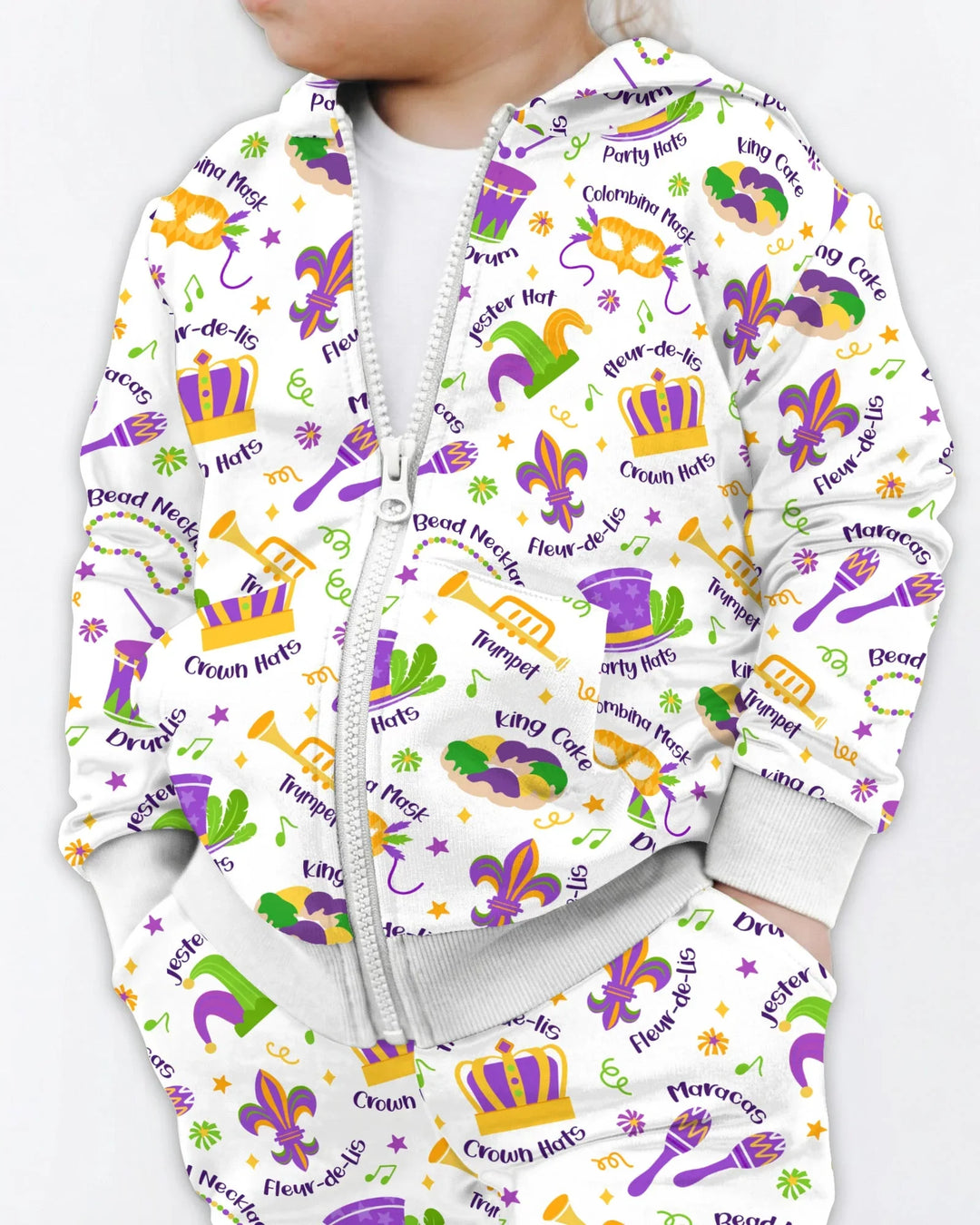 Mardi Gras Family Matching Bamboo Zip Hoodie