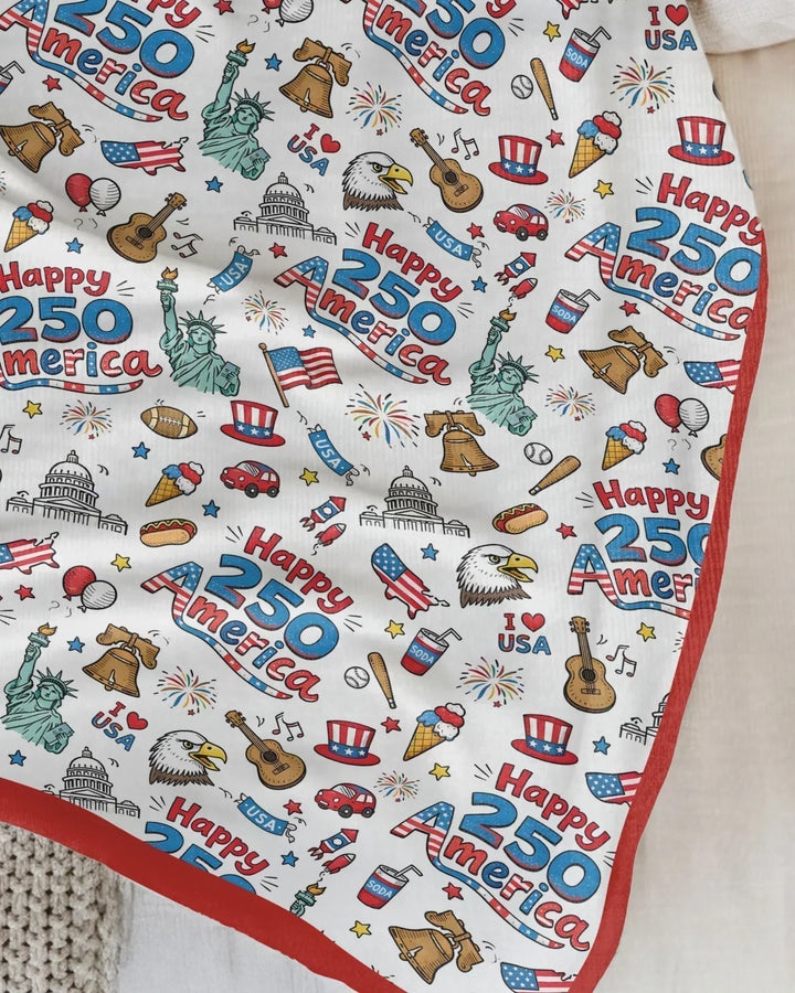 Happy 250 America I love USA Bamboo Blanket