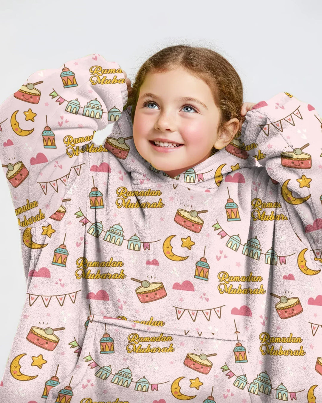 Ramadan Mubarak Wearable Bamboo Blanket Hoodie