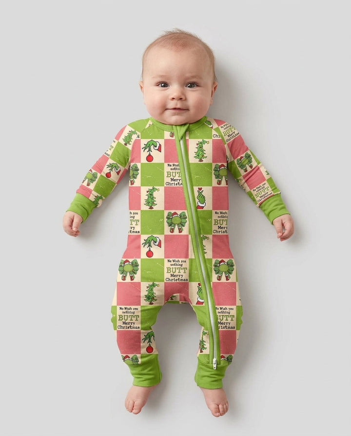Nothing Butt Merry Christmas Checkerboard Bamboo Convertible Zippy