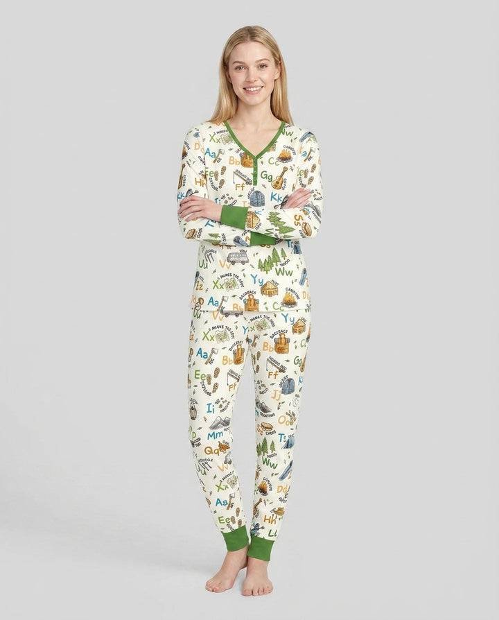 Adventure Alphabet ABCs Summer Camp Bamboo Women Pajama Set