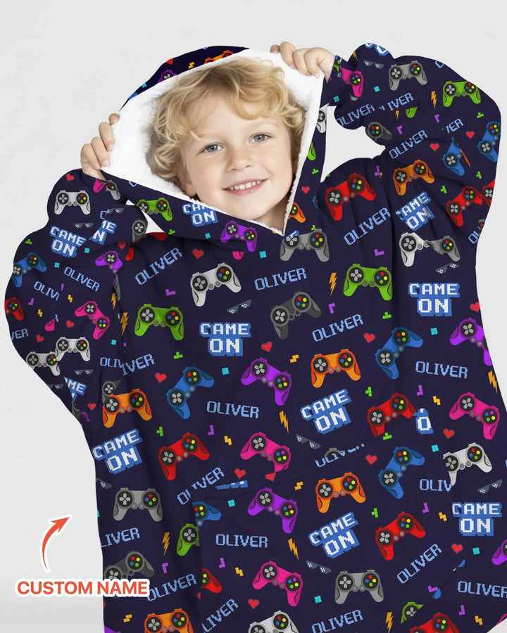 Custom Name Game On Family Matching Bamboo Blanket Hoodie