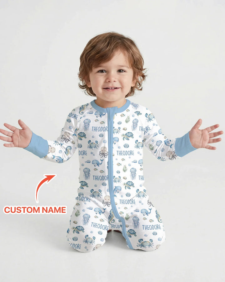 Custom Name Ocean Friends  Bamboo Convertible Zippy