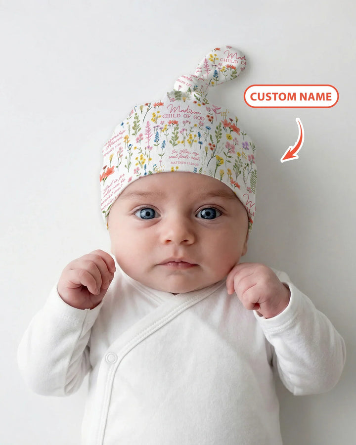 Custom Name Child of God Flower Garden Bamboo Knotted Hat