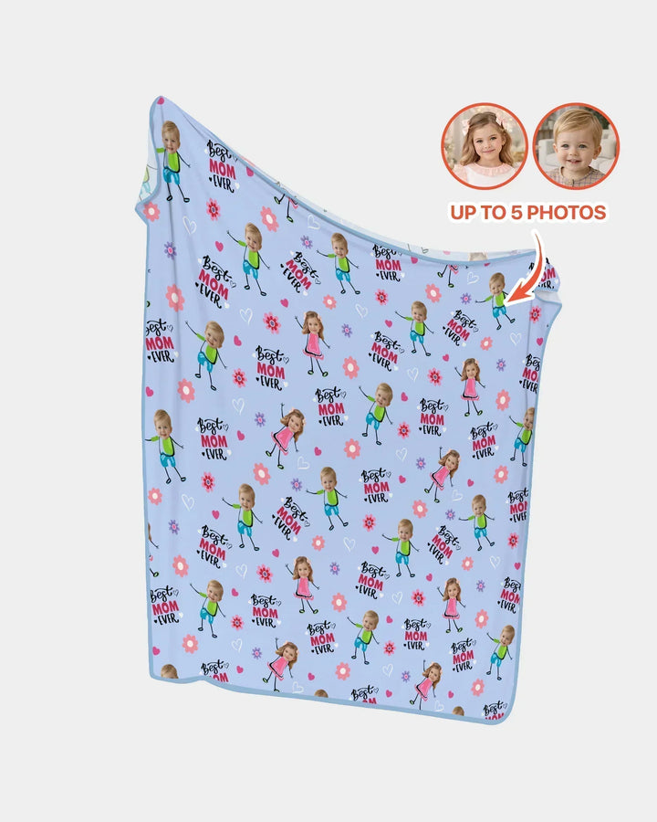 Custom Photo "Best Mom Ever" Doodle Bamboo Blanket