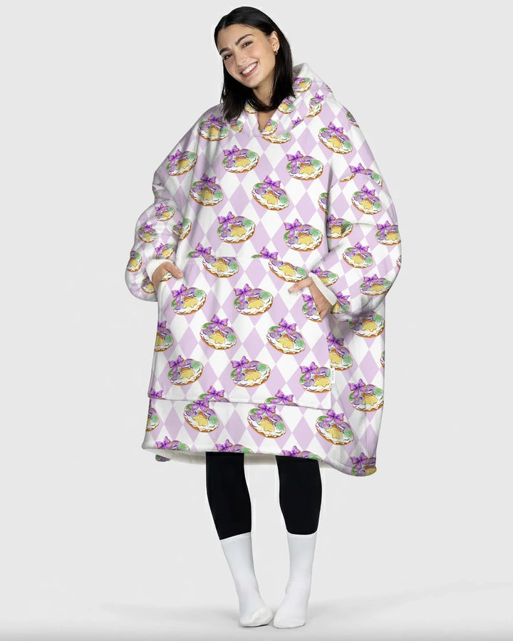 Mardi Gras Donut Wearable Bamboo Blanket Hoodie