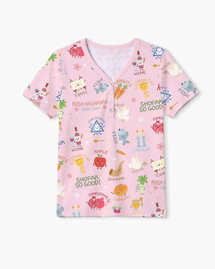 Family Rosh Hashanah Matching Bamboo Women Short Sleeve Short Pajama Set