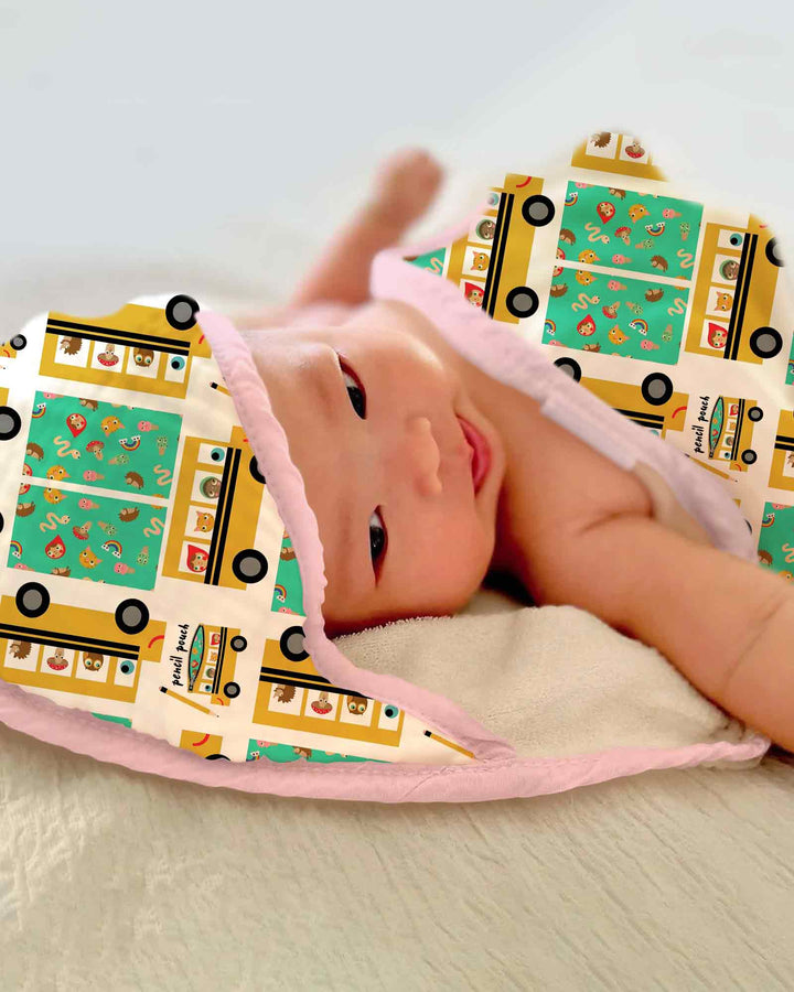 School Bus Adventures Hooded Bamboo Towel Set