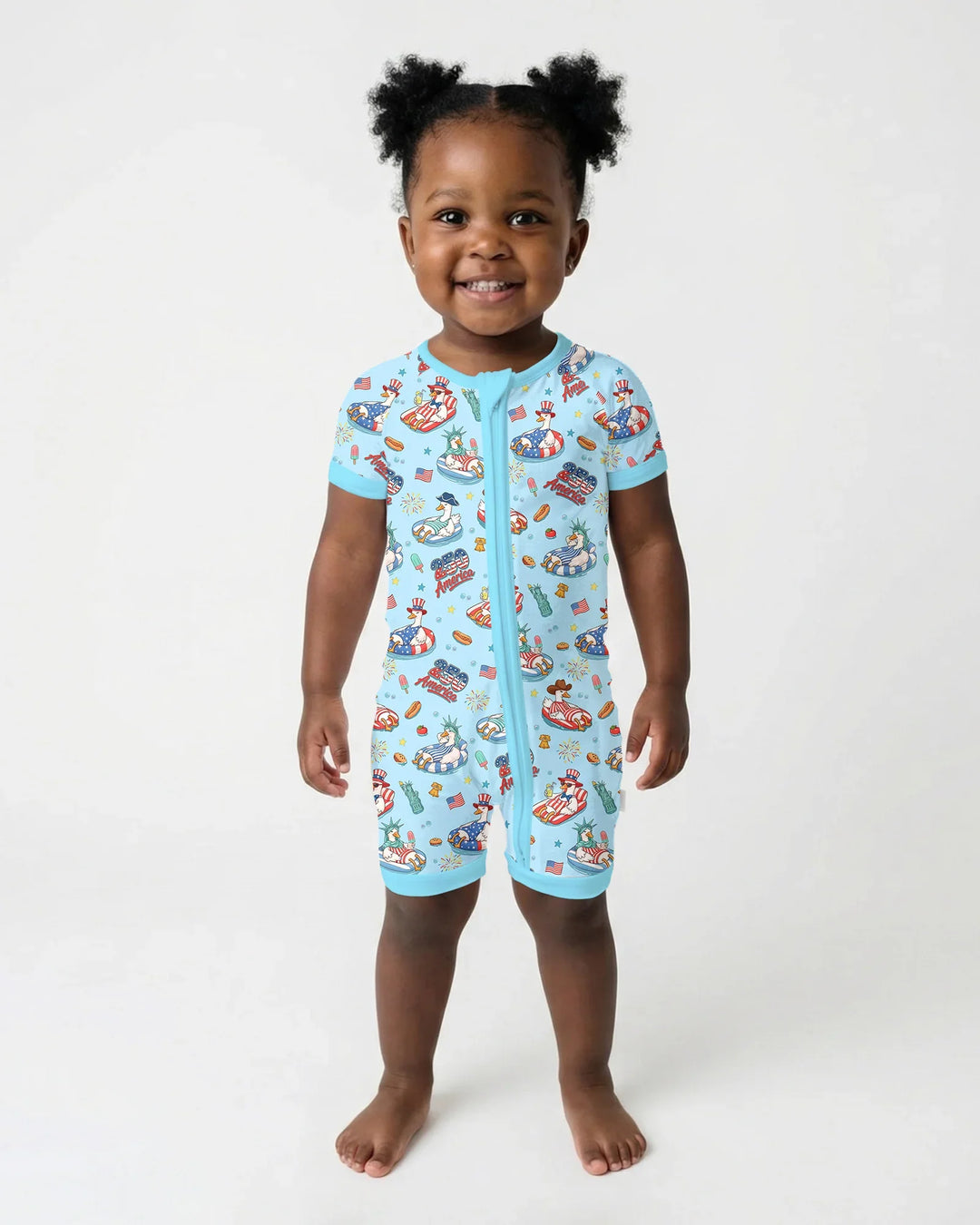 250 America Patriotic Goose Family Matching Bamboo Shorty Zippy