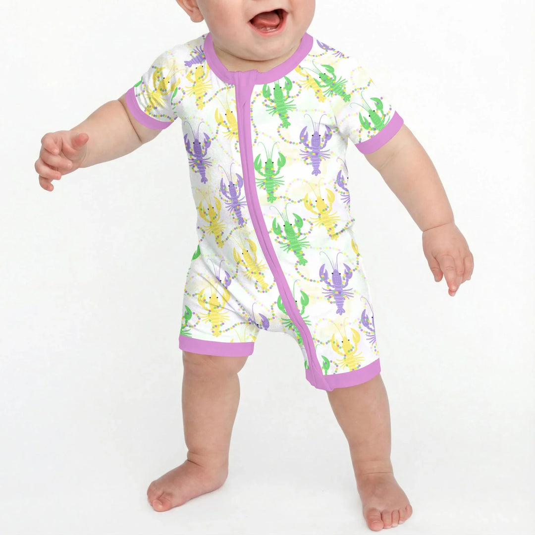 Mardi Gras Crawfish Family Matching Bamboo Shorty Zippy