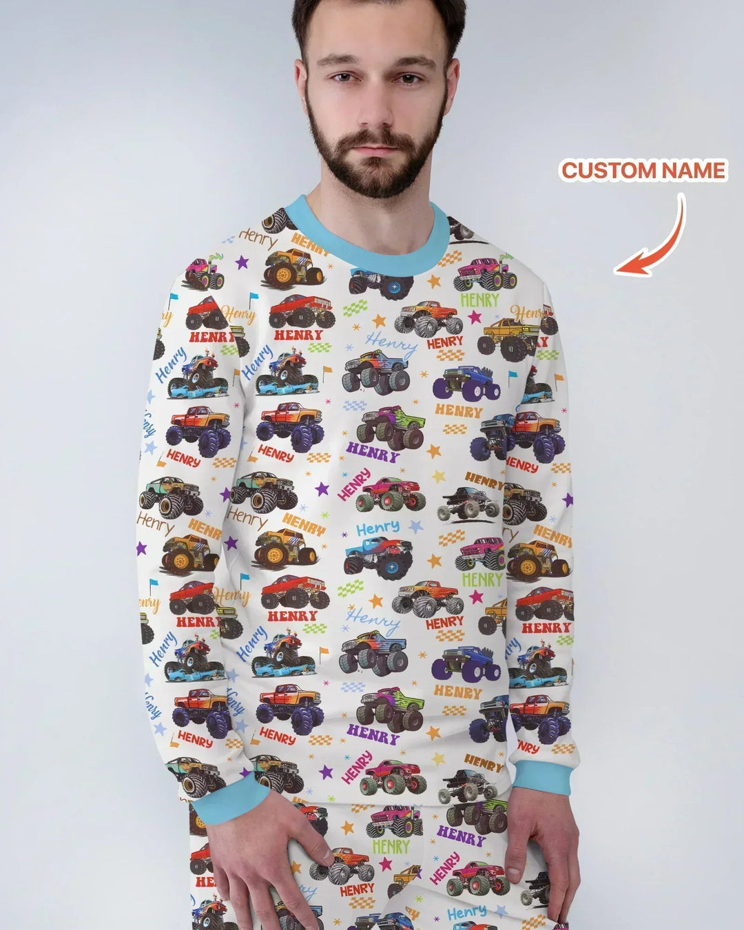 Monster Truck Custom Name Bamboo Men's Pajama Set