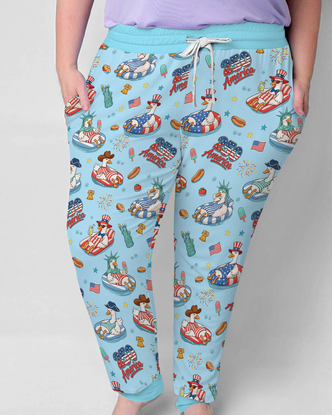 250 America Patriotic Goose Family Matching Bamboo Women Pajama Set