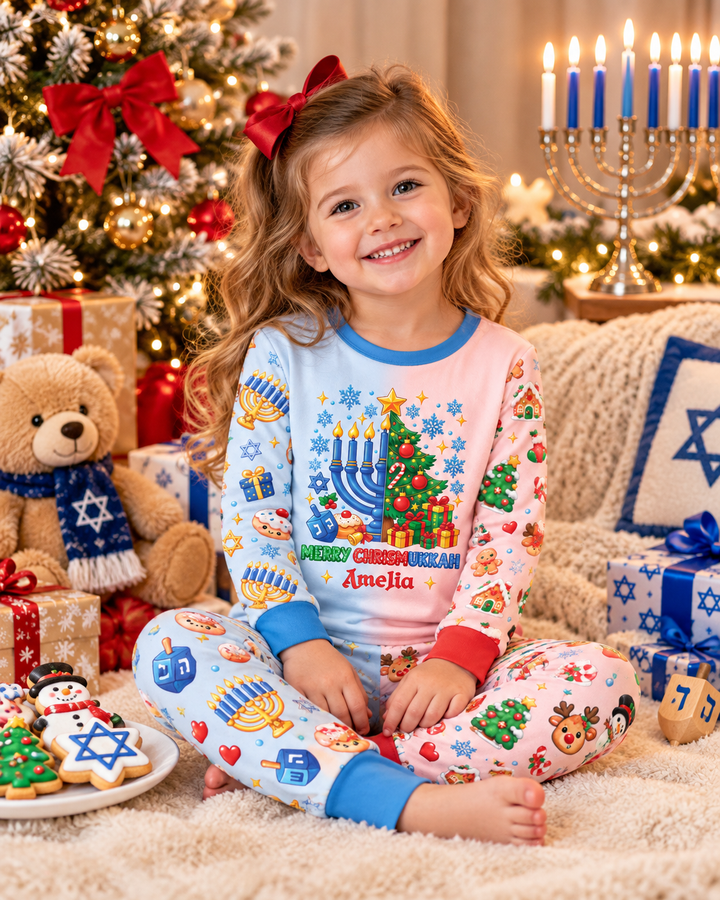Merry Chrismukkah Bamboo Two Piece Long Sleeve Pajama Set