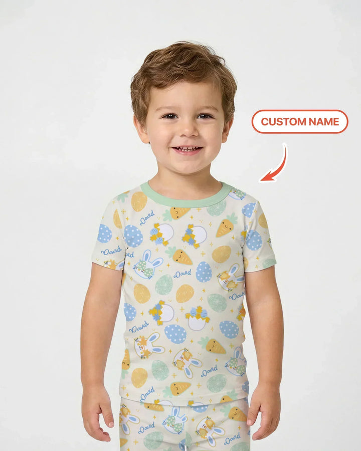 Retro Easter Bamboo Two Piece Short Sleeve Pajama Set