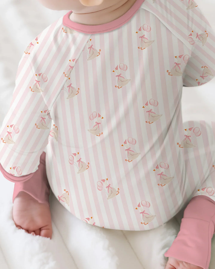 Custom Name Embroidered Birthday Girl  Bamboo Convertible Zippy