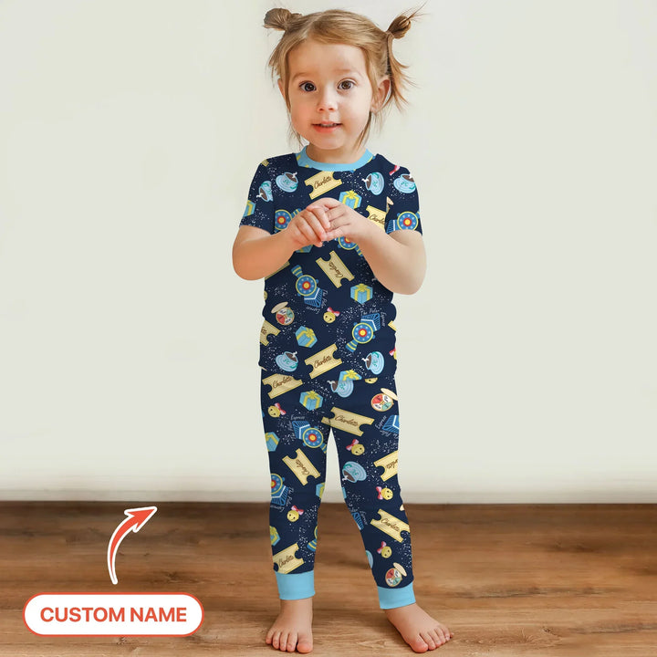 Express Train Christmas Bamboo Two Piece Short Sleeve Pajama Set