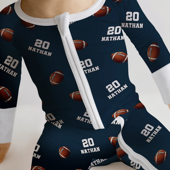Football Pattern Personalized Bamboo Convertible Zippy