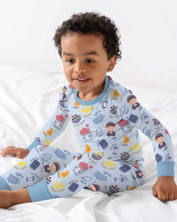 Happy Ramadhan Bamboo Two Piece Long Sleeve Pajama Set