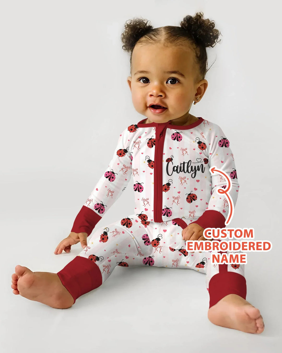 Custom Embroidered Name Ladybug Bamboo Convertible Zippy