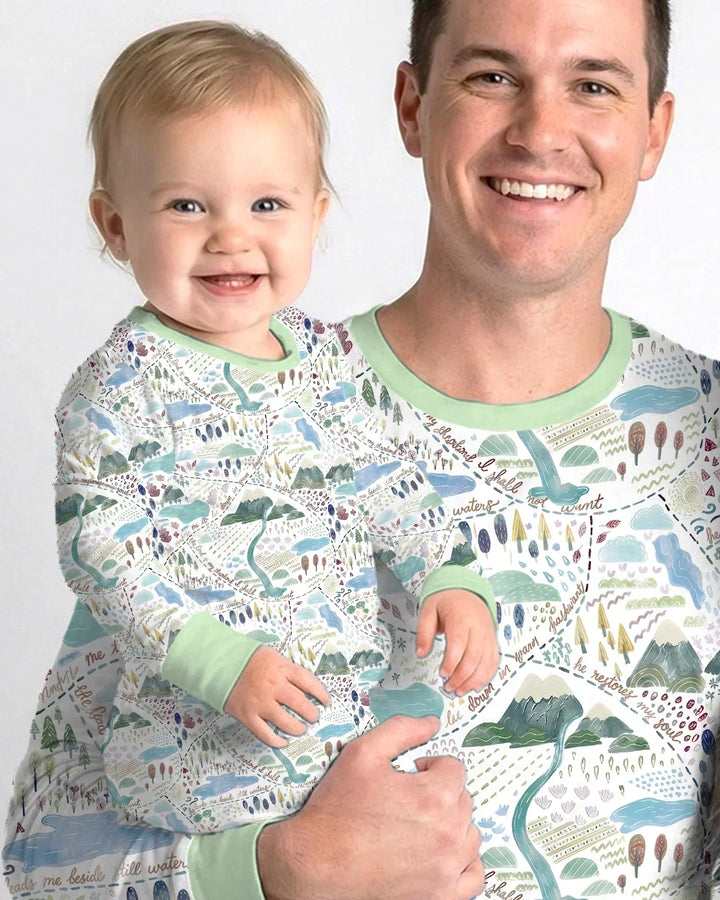 Whimsical Psalms 23 Map Bamboo Men's Pajama Set