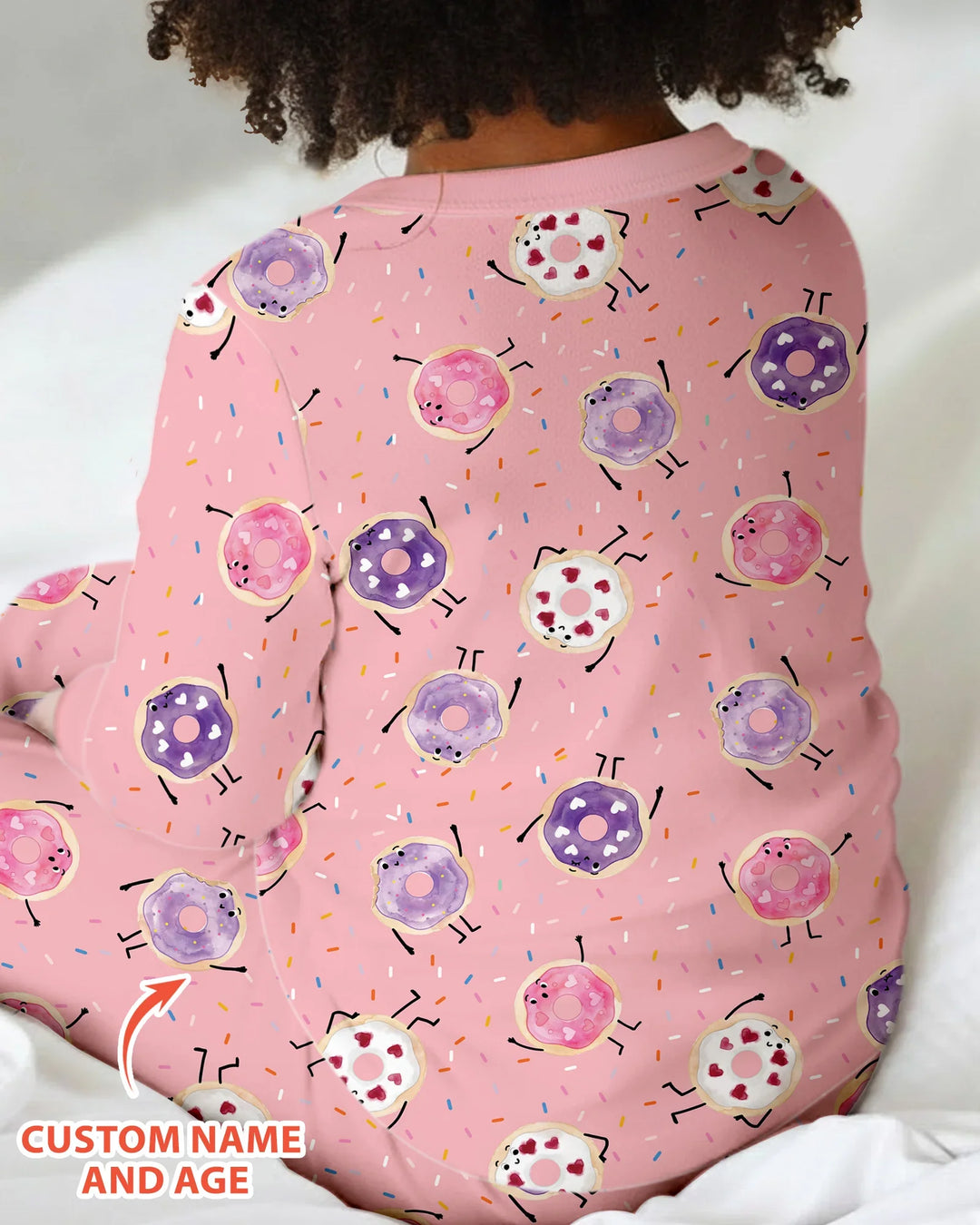 Custom Birthday Donut Bamboo Two Piece Long Sleeve Pajama Set