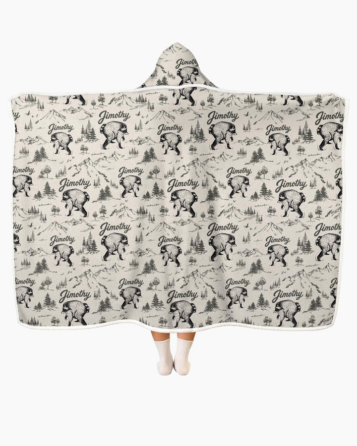 Vintage Jimothy Racoon Family Matching Bamboo Wearable Hooded Blanket