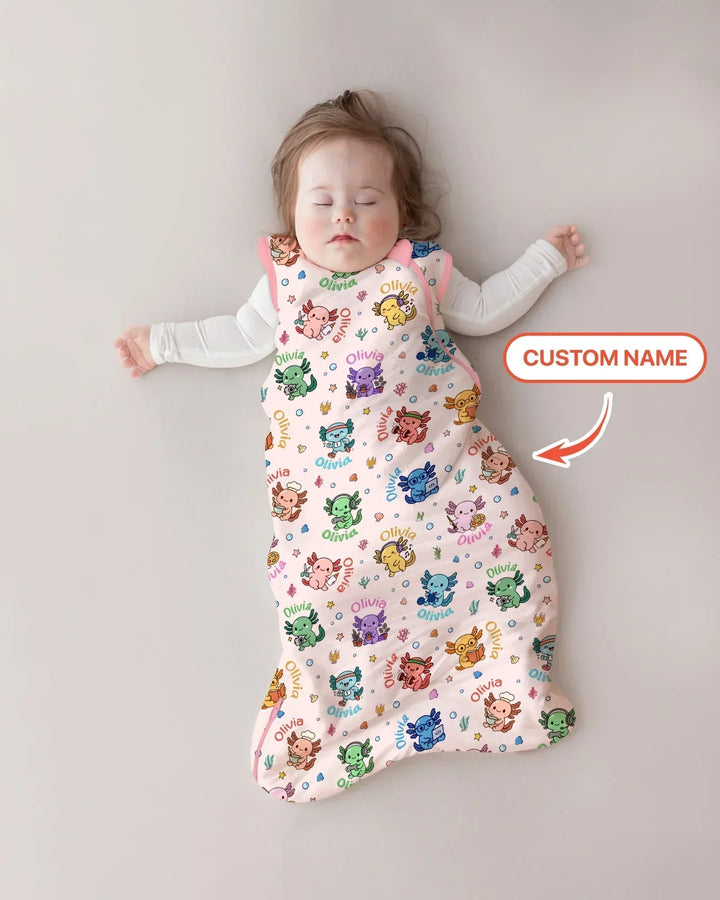 Custom Name Cute Hobby Axolotl Bamboo Sleep Bag