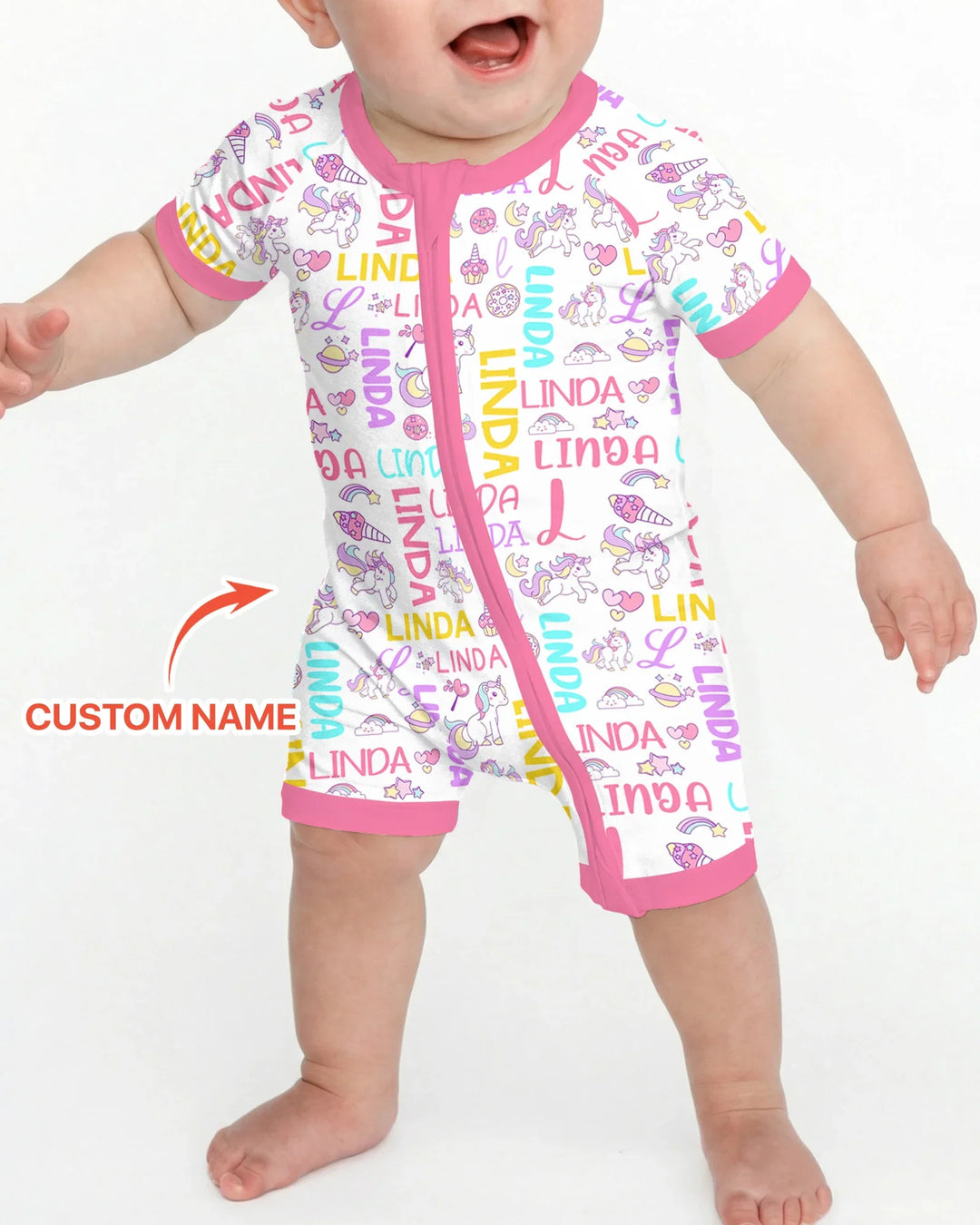 Personalized Fantasy Unicorn Word Bamboo Shorty Zippy