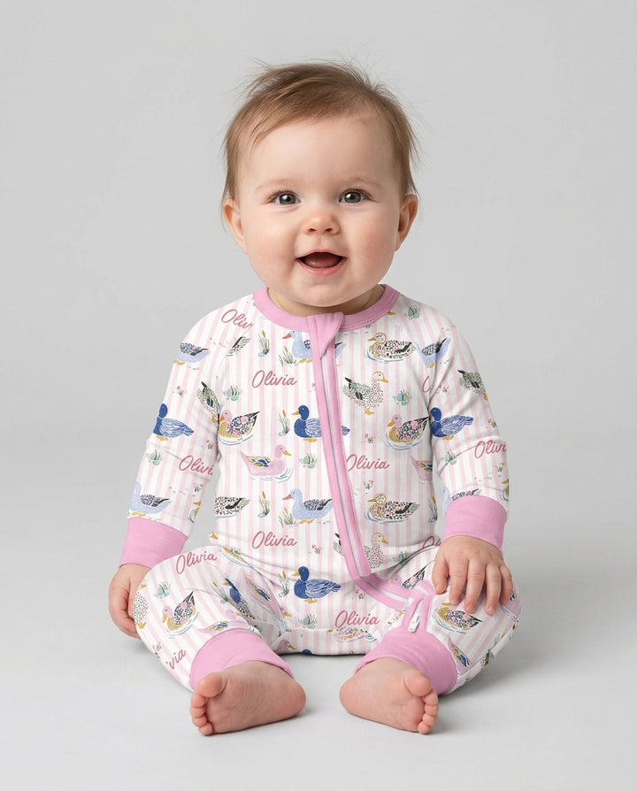 Whimsical Duck Custom Name Bamboo Convertible Zippy