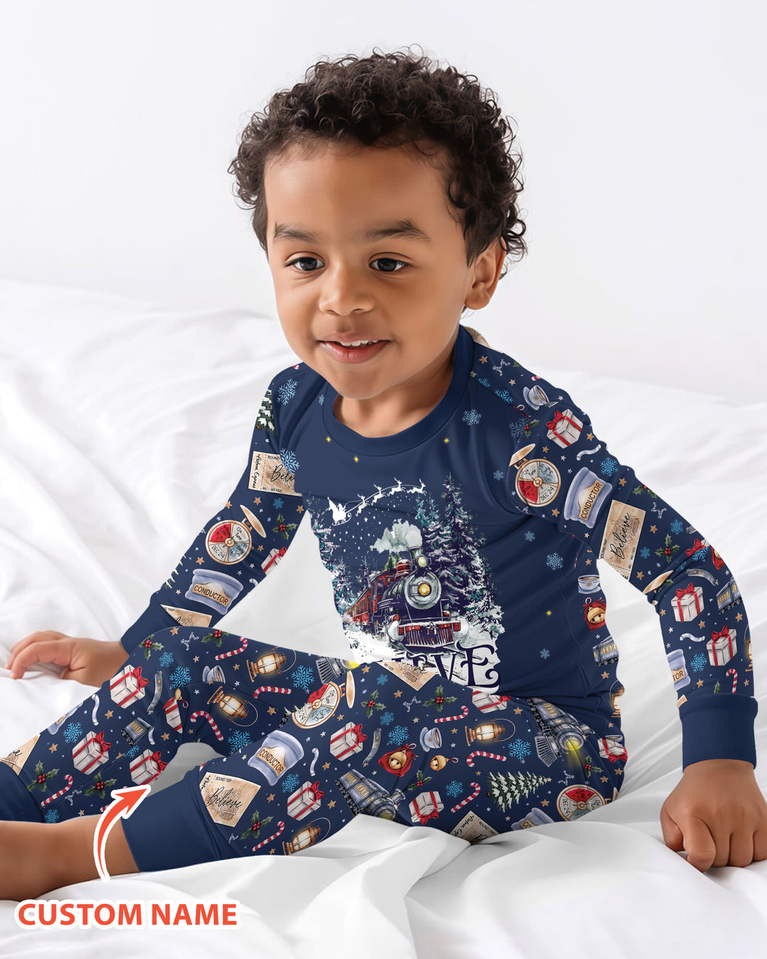 Believe Train Bamboo Two Piece Long Sleeve Pajama Set