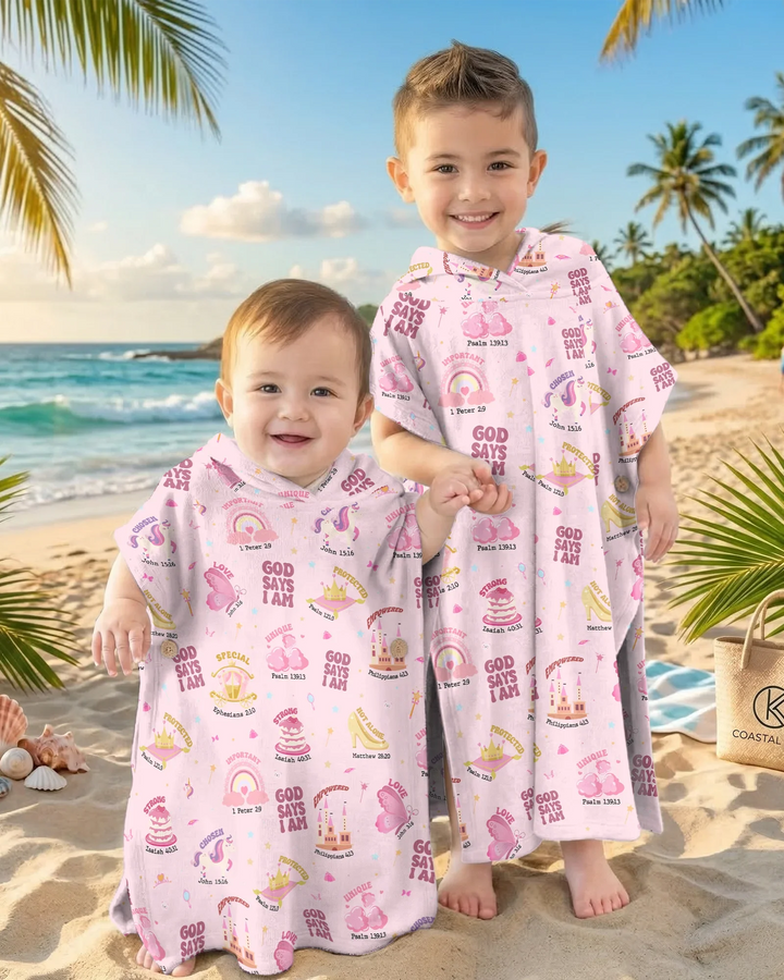God Says I Am Girl Bamboo Swim Poncho