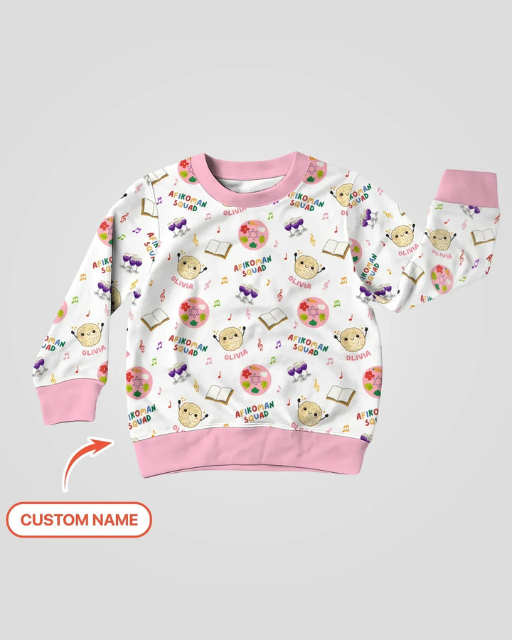 Custom Name Passover Afikoman Squad Bamboo Crewneck Sweatshirt