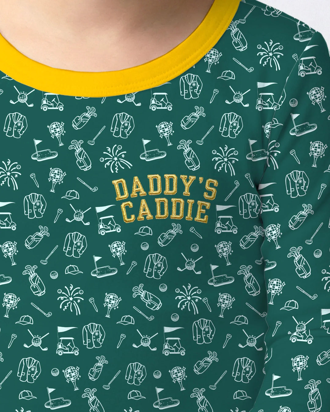 Embroidered Matching With Dad Golf Club Bamboo Two Piece Long Sleeve Pajama Set