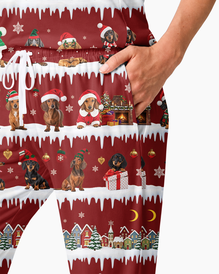 Dachshund Through The Snow Bamboo Women Pajama Set