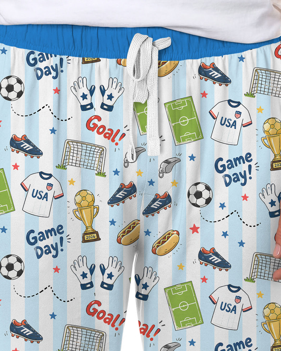 Striped Soccer Game Day Family Matching Bamboo Men's Pajama Set